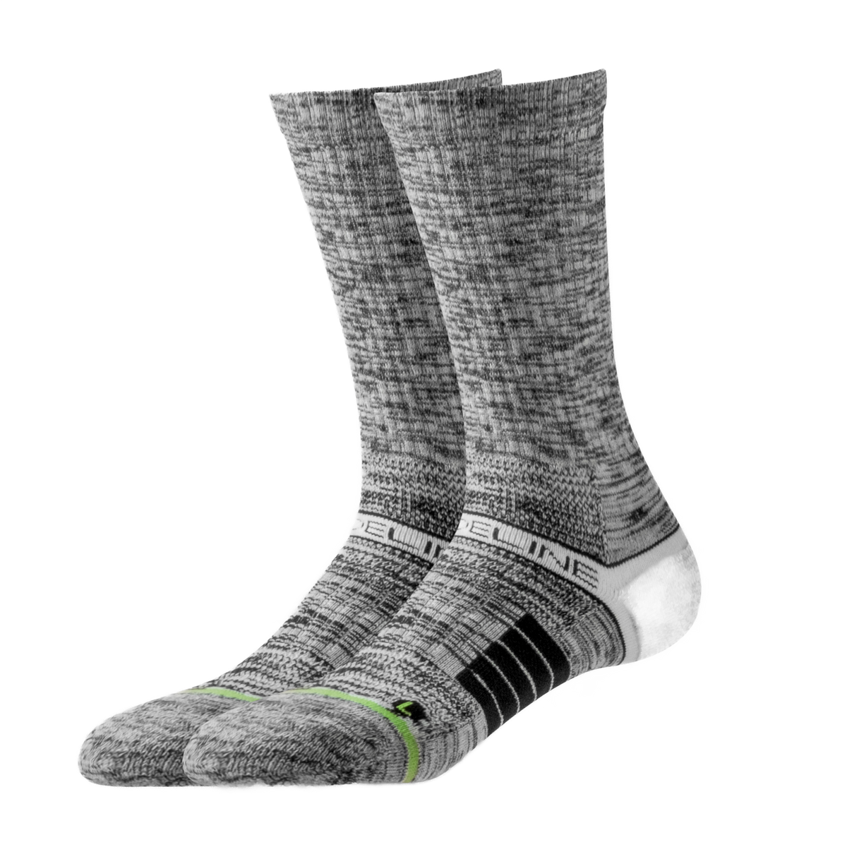 Eco Premium Crew Socks in gray with a textured design and cushioned sole.