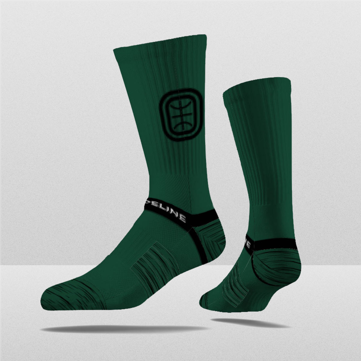 Overtime Elite Crew Socks in green with a black logo and supportive design for fans. Limited edition fanwear.