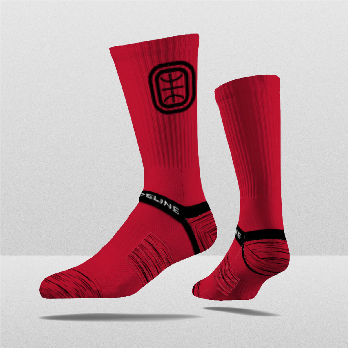 Overtime Elite Crew Socks in red, featuring a unique design and limited edition fanwear style.