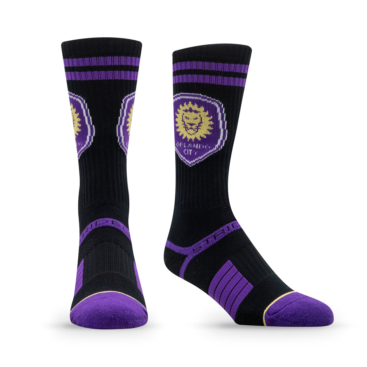 Orlando City SC: alternate view of the Primary Logo Team Color Premium Knit Crew Socks