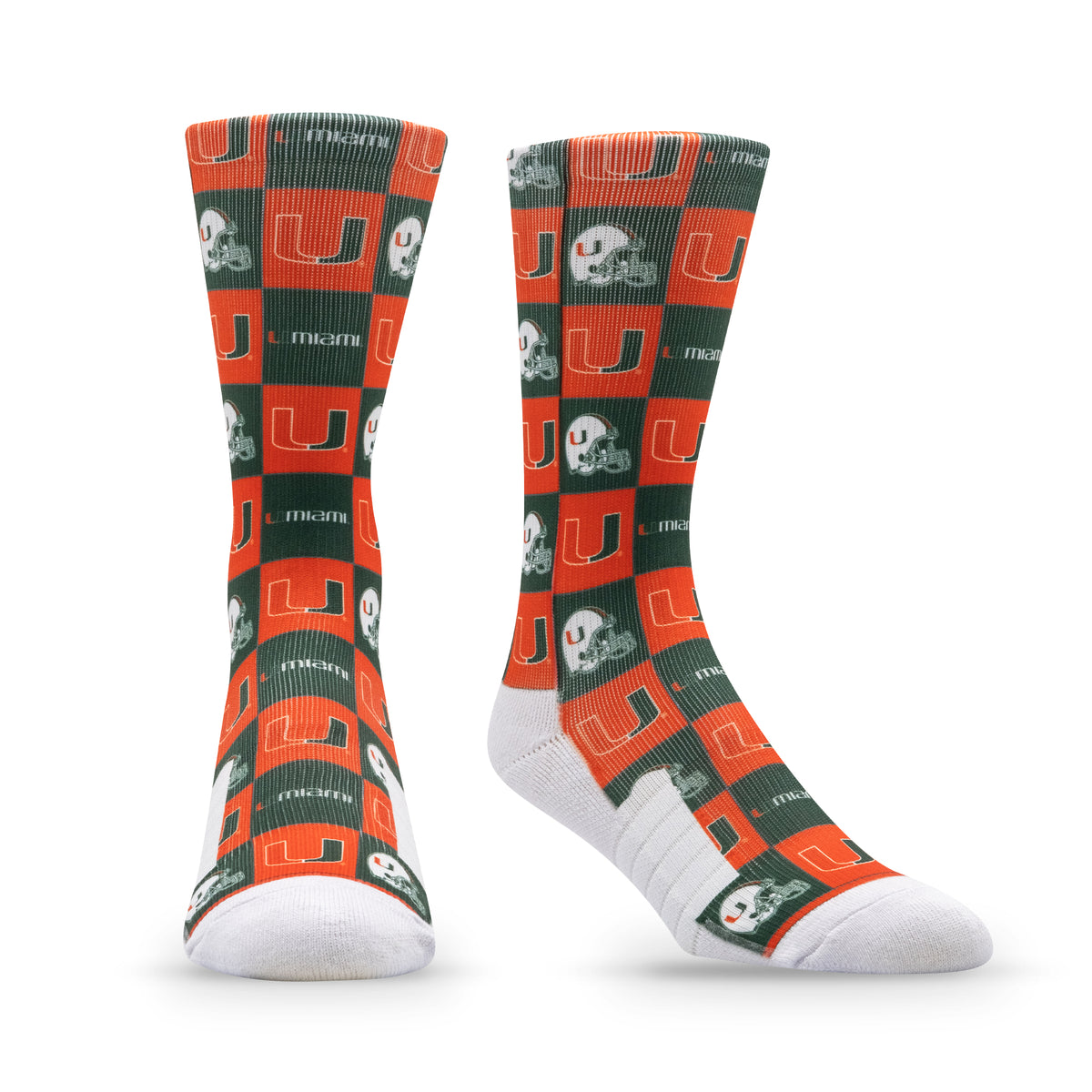 University of Miami: alternate view of the NCAA 70s Checkered Socks