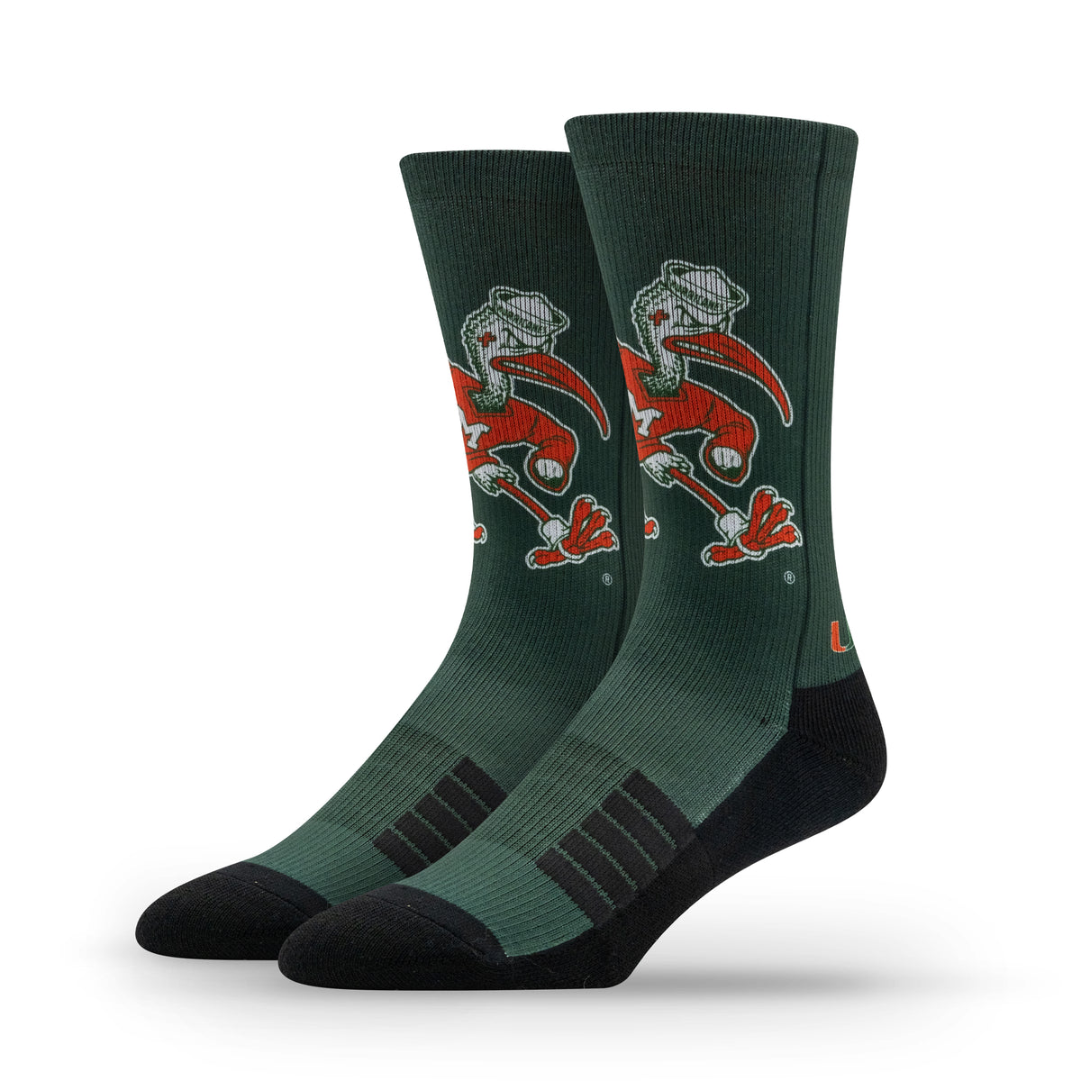 University of Miami NCAA Mascot Premium Sublimated Socks