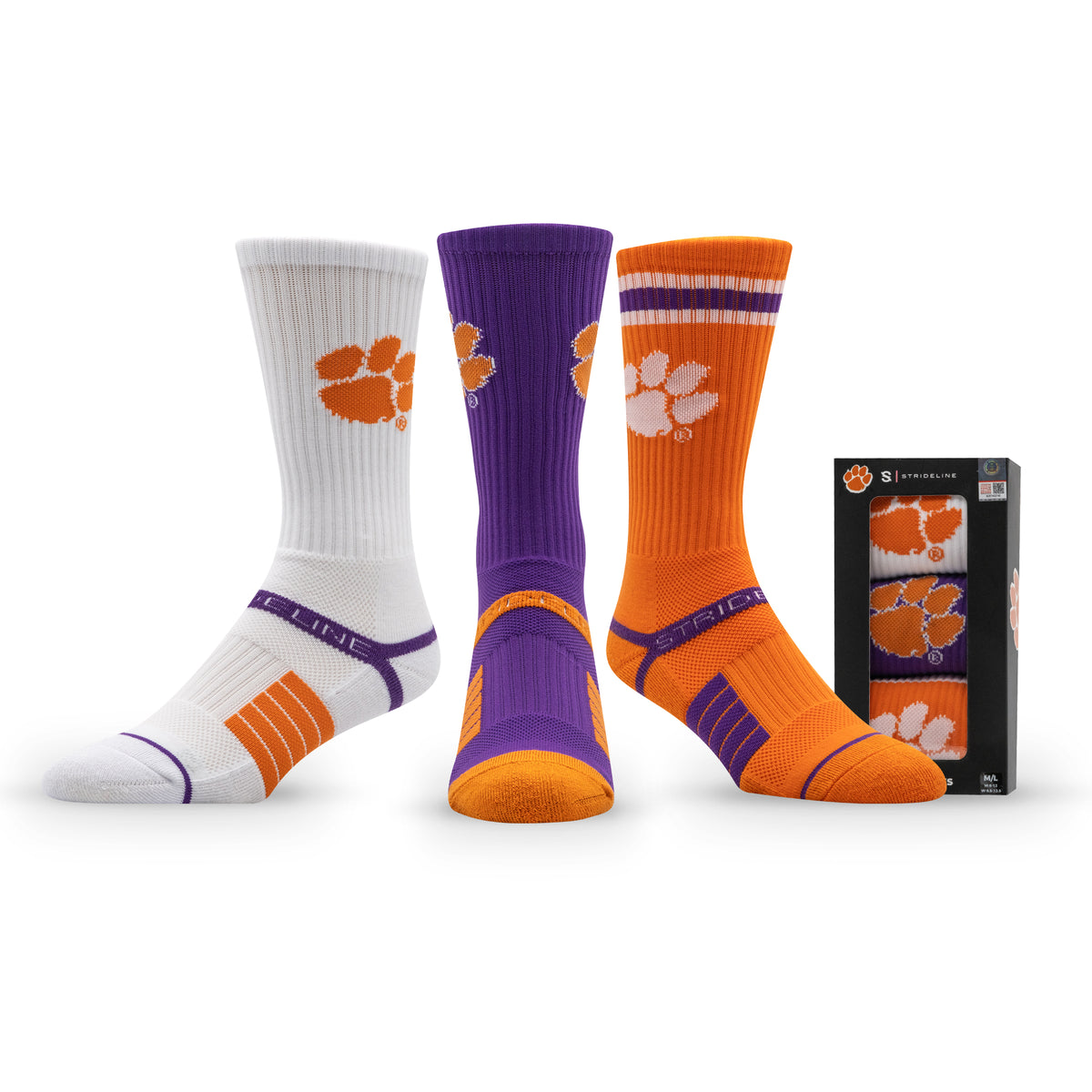 Clemson University NCAA Premium Crew Knit Socks 3-Pack