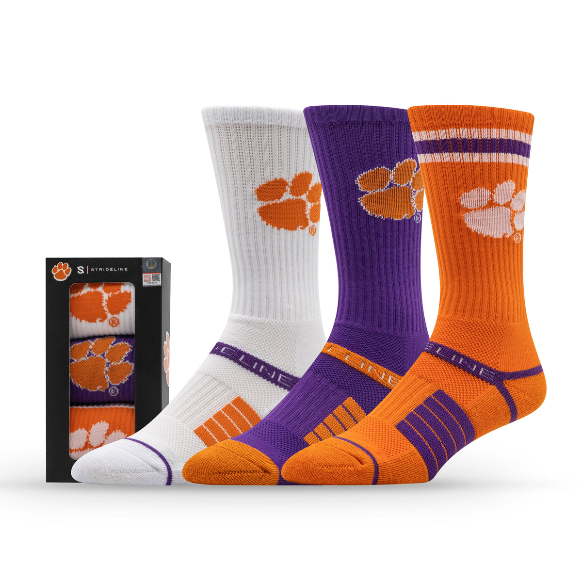 Clemson University: alternate view of the NCAA Premium Crew Knit Socks 3-Pack