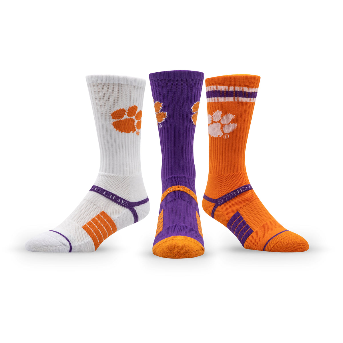 Clemson University: alternate view of the NCAA Premium Crew Knit Socks 3-Pack