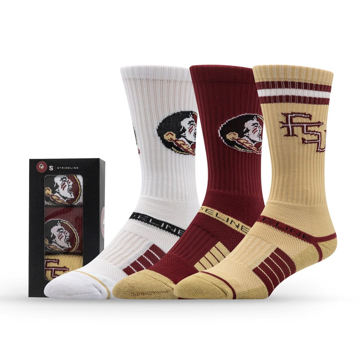 Florida State University: alternate view of the NCAA Premium Crew Knit Socks 3-Pack