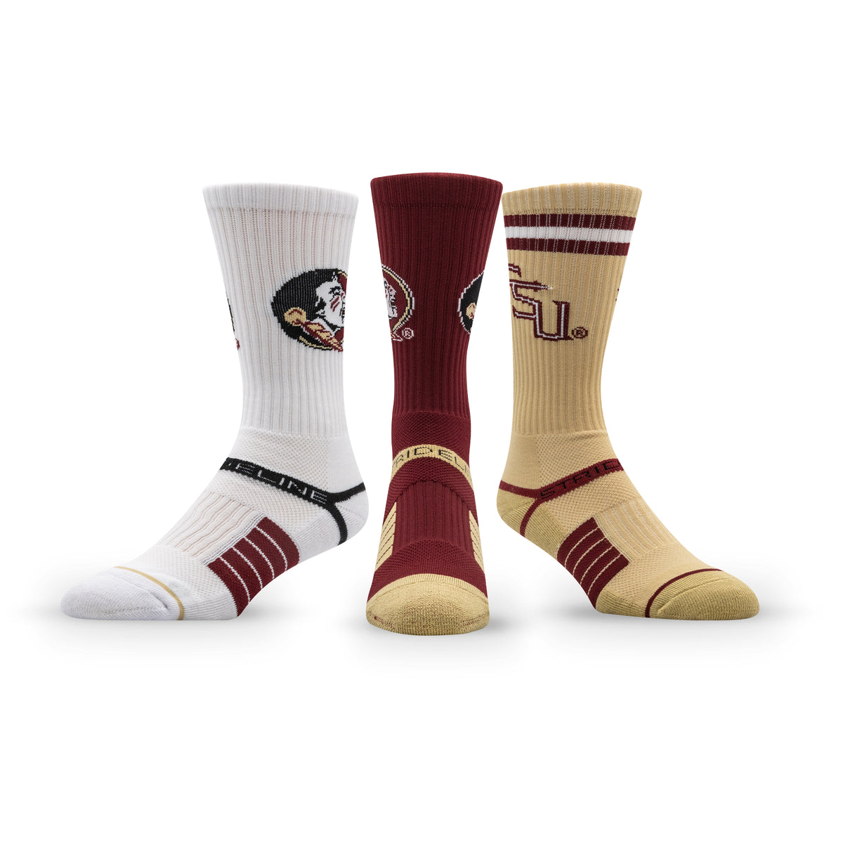 Florida State University: alternate view of the NCAA Premium Crew Knit Socks 3-Pack