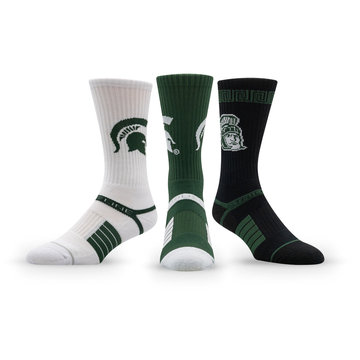 Michigan State University: alternate view of the NCAA Premium Crew Knit Socks 3-Pack