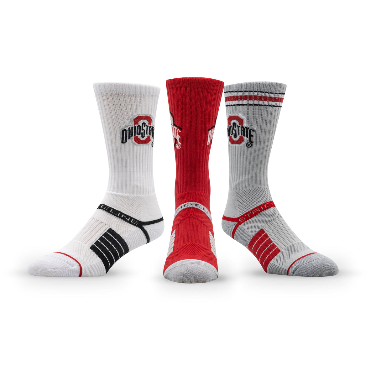 The Ohio State University: alternate view of the NCAA Premium Crew Knit Socks 3-Pack