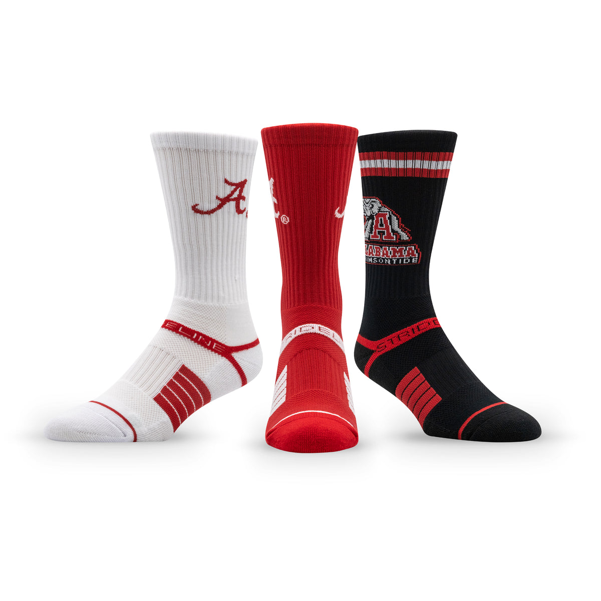 University of Alabama: alternate view of the NCAA Premium Crew Knit Socks 3-Pack