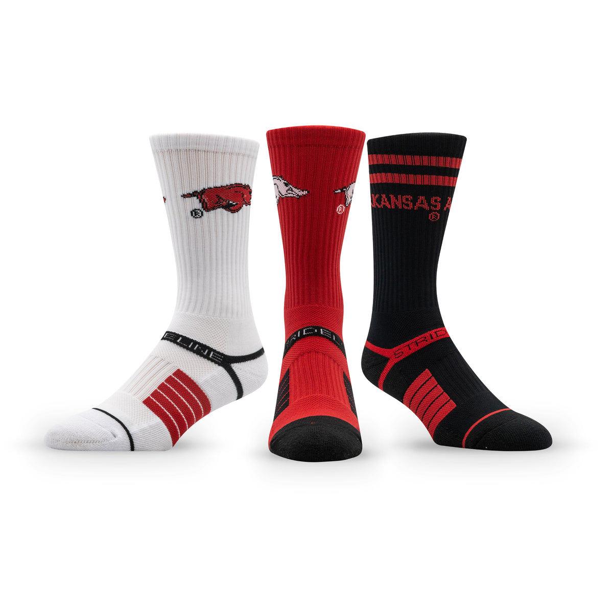 University of Arkansas Fayetteville: alternate view of the NCAA Premium Crew Knit Socks 3-Pack