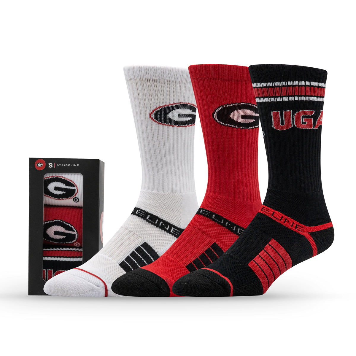 University of Georgia: alternate view of the NCAA Premium Crew Knit Socks 3-Pack