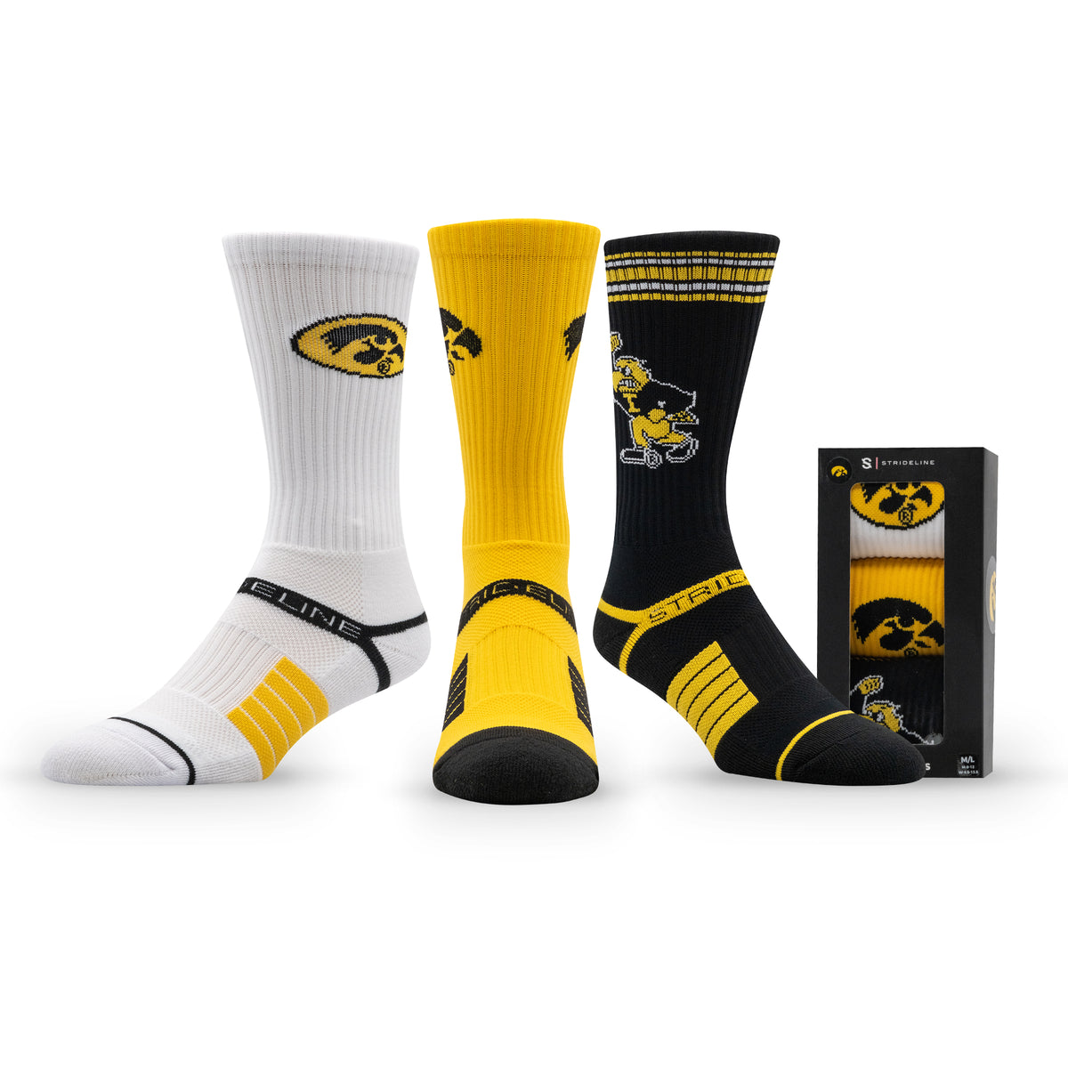 University of Iowa NCAA Premium Crew Knit Socks 3-Pack
