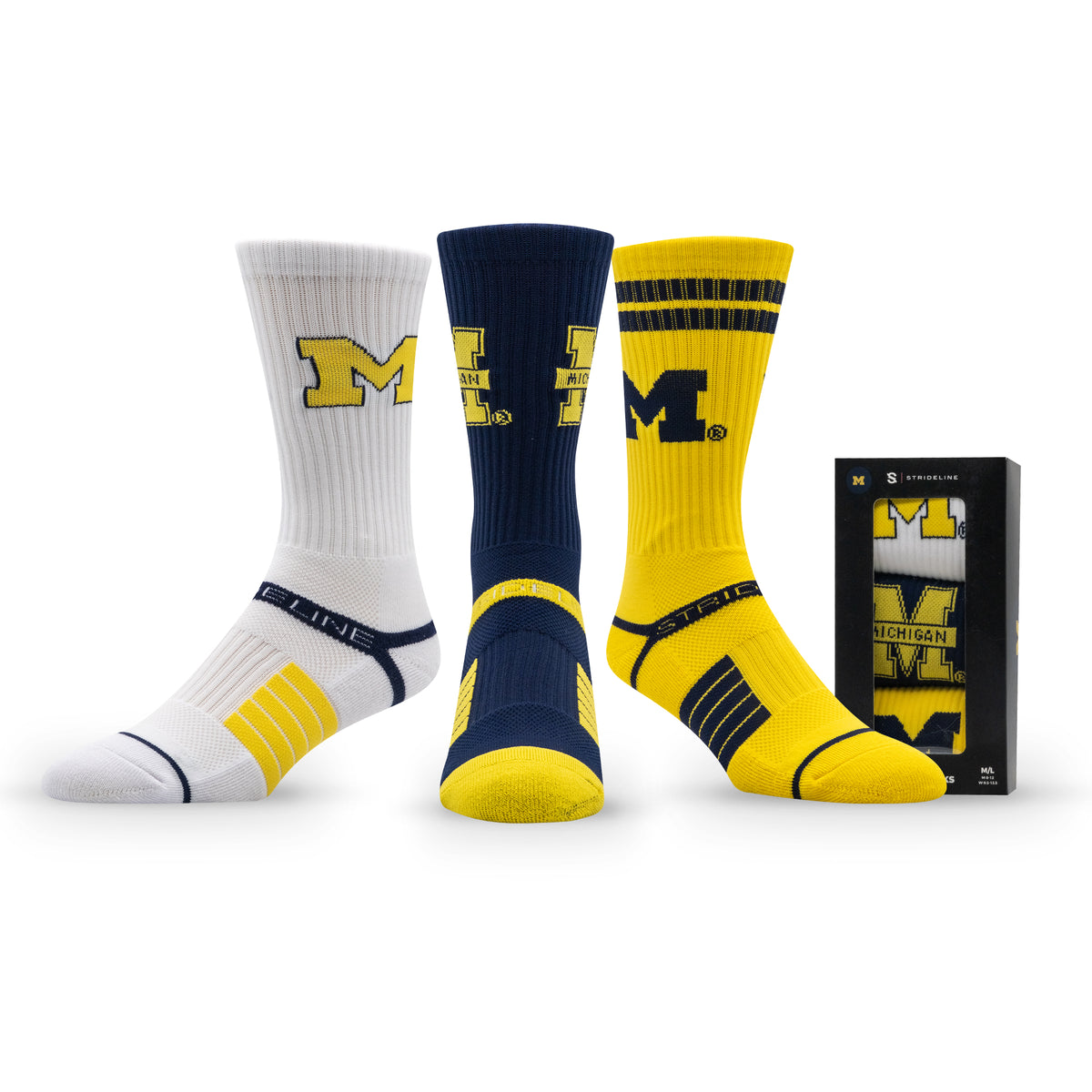University of Michigan NCAA Premium Crew Knit Socks 3-Pack