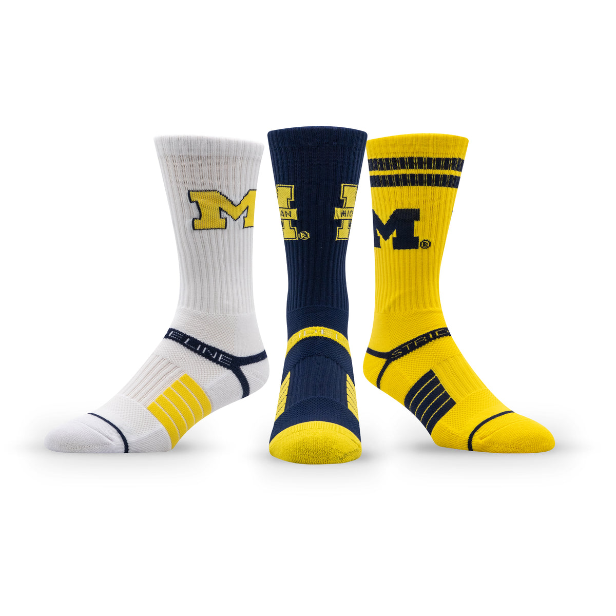 University of Michigan: alternate view of the NCAA Premium Crew Knit Socks 3-Pack