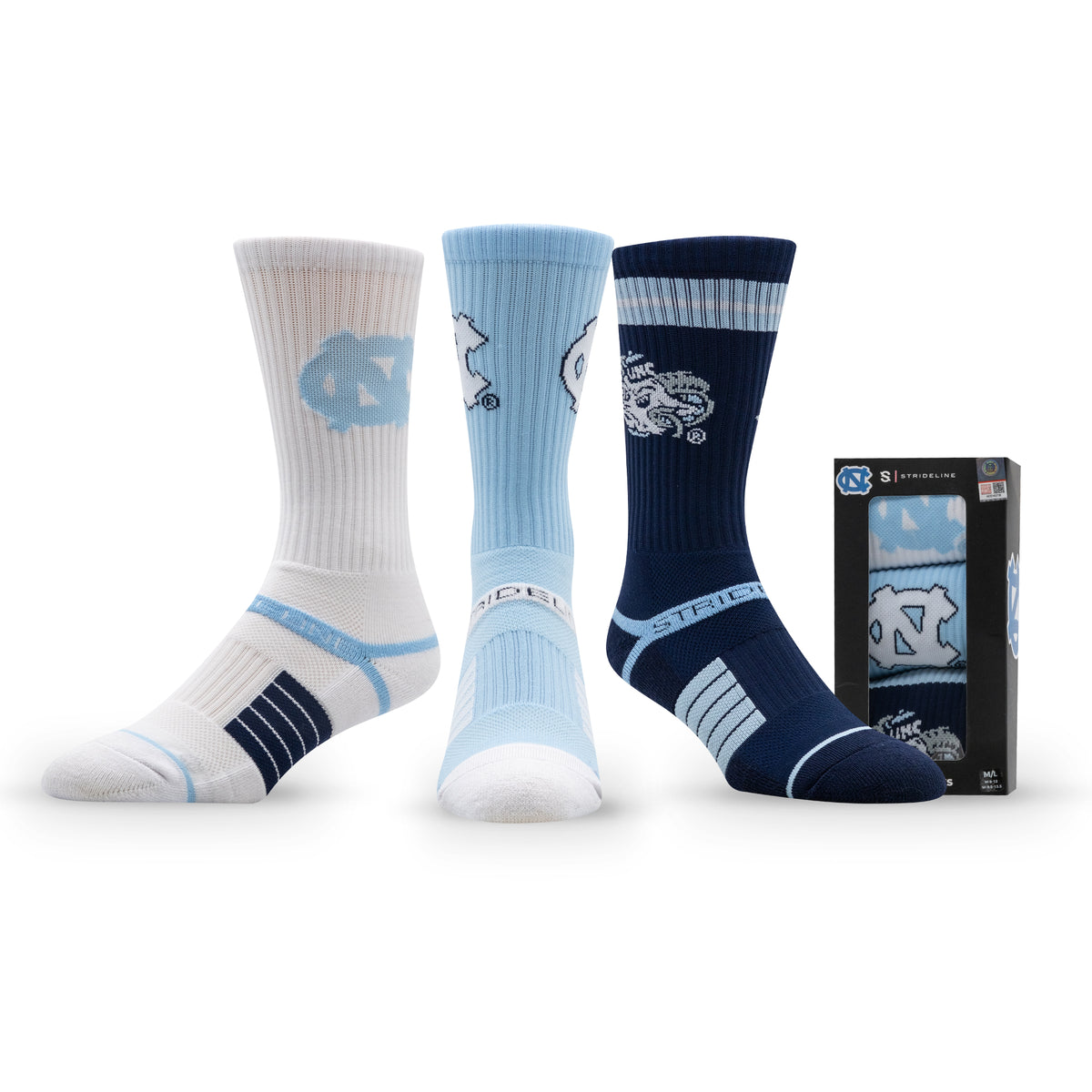 University of North Carolina NCAA Premium Crew Knit Socks 3-Pack
