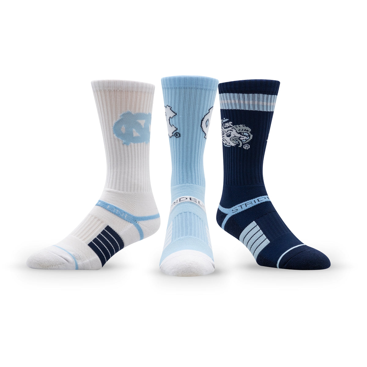 University of North Carolina: alternate view of the NCAA Premium Crew Knit Socks 3-Pack