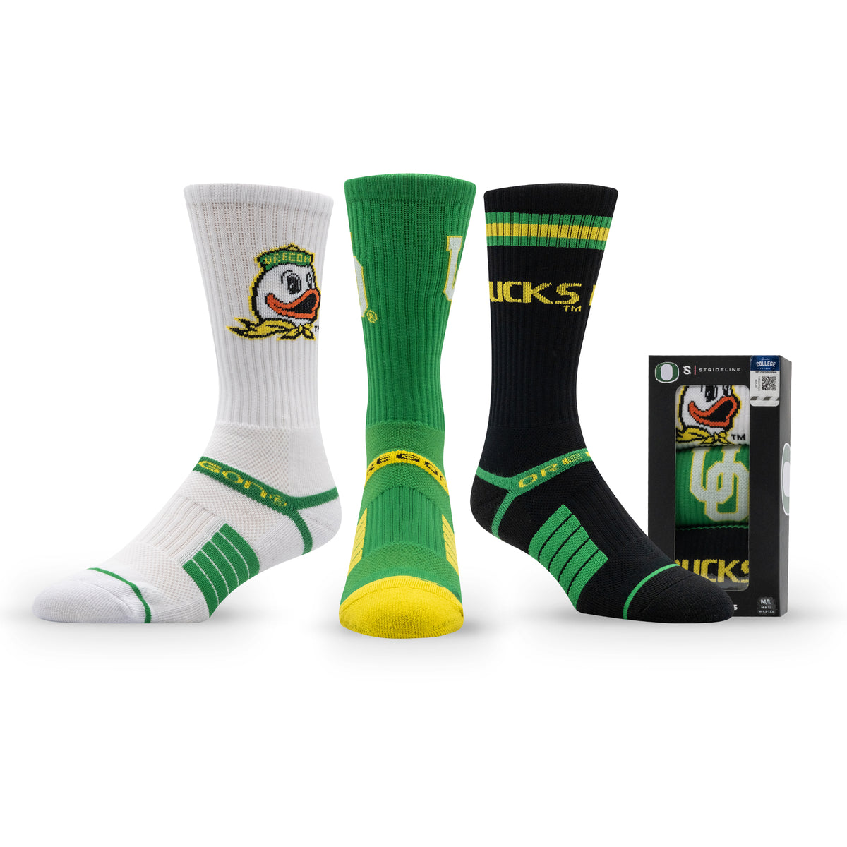 University of Oregon NCAA Premium Crew Knit Socks 3-Pack