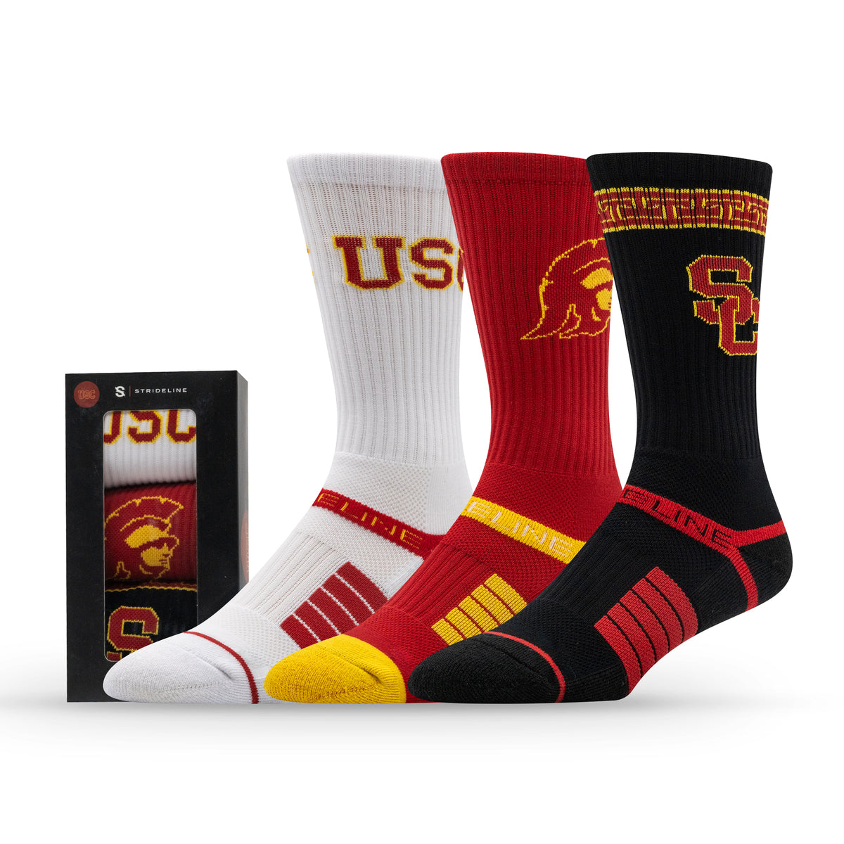 University of Southern California: alternate view of the NCAA Premium Crew Knit Socks 3-Pack