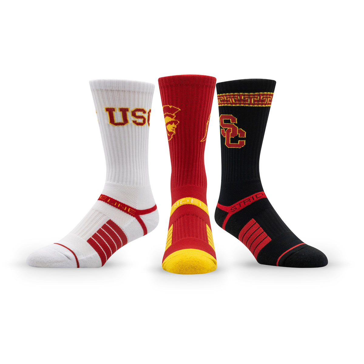 University of Southern California: alternate view of the NCAA Premium Crew Knit Socks 3-Pack