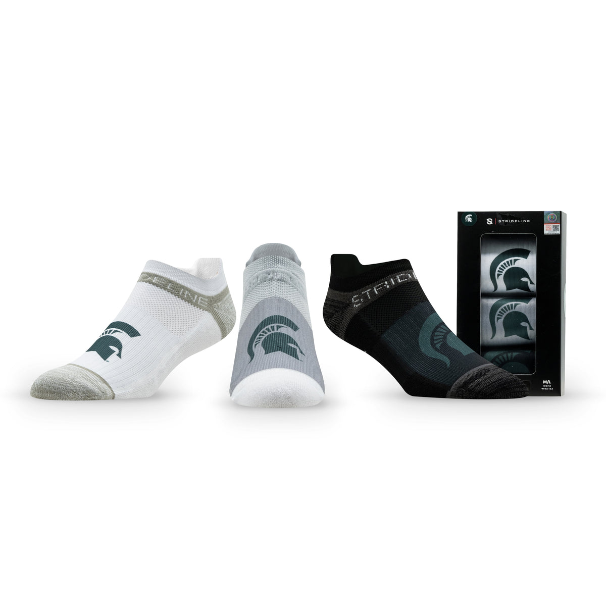 Michigan State University: alternate view of the NCAA Premium Low Socks 3-Pack