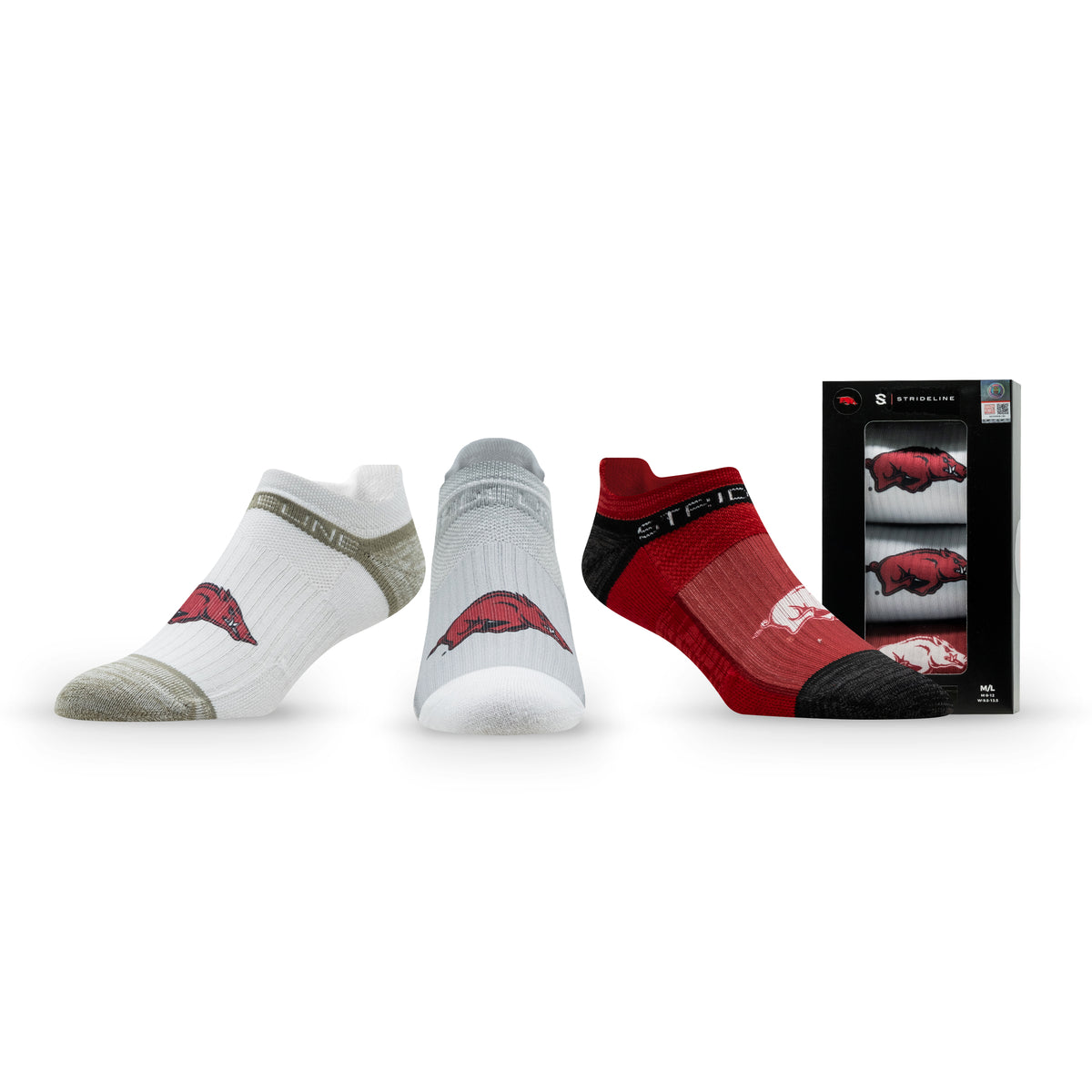 University of Arkansas Fayetteville: alternate view of the NCAA Premium Low Socks 3-Pack