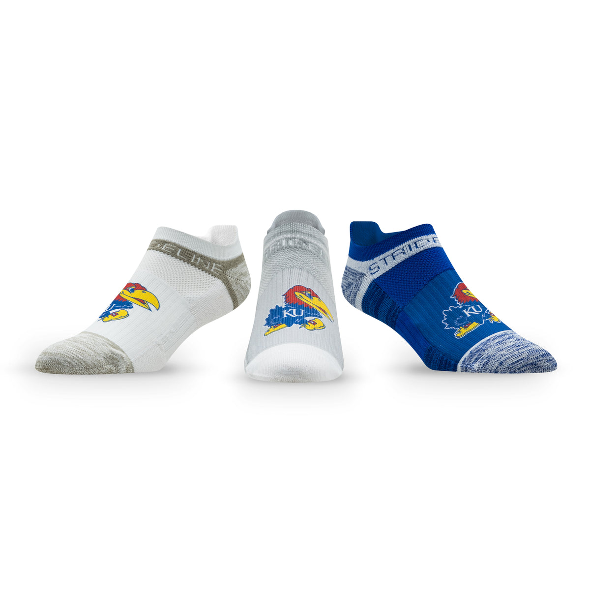 University of Kansas: alternate view of the NCAA Premium Low Socks 3-Pack