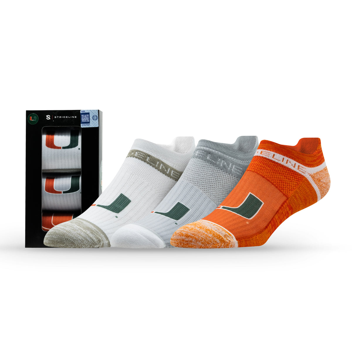 University of Miami NCAA Premium Low Socks 3-Pack