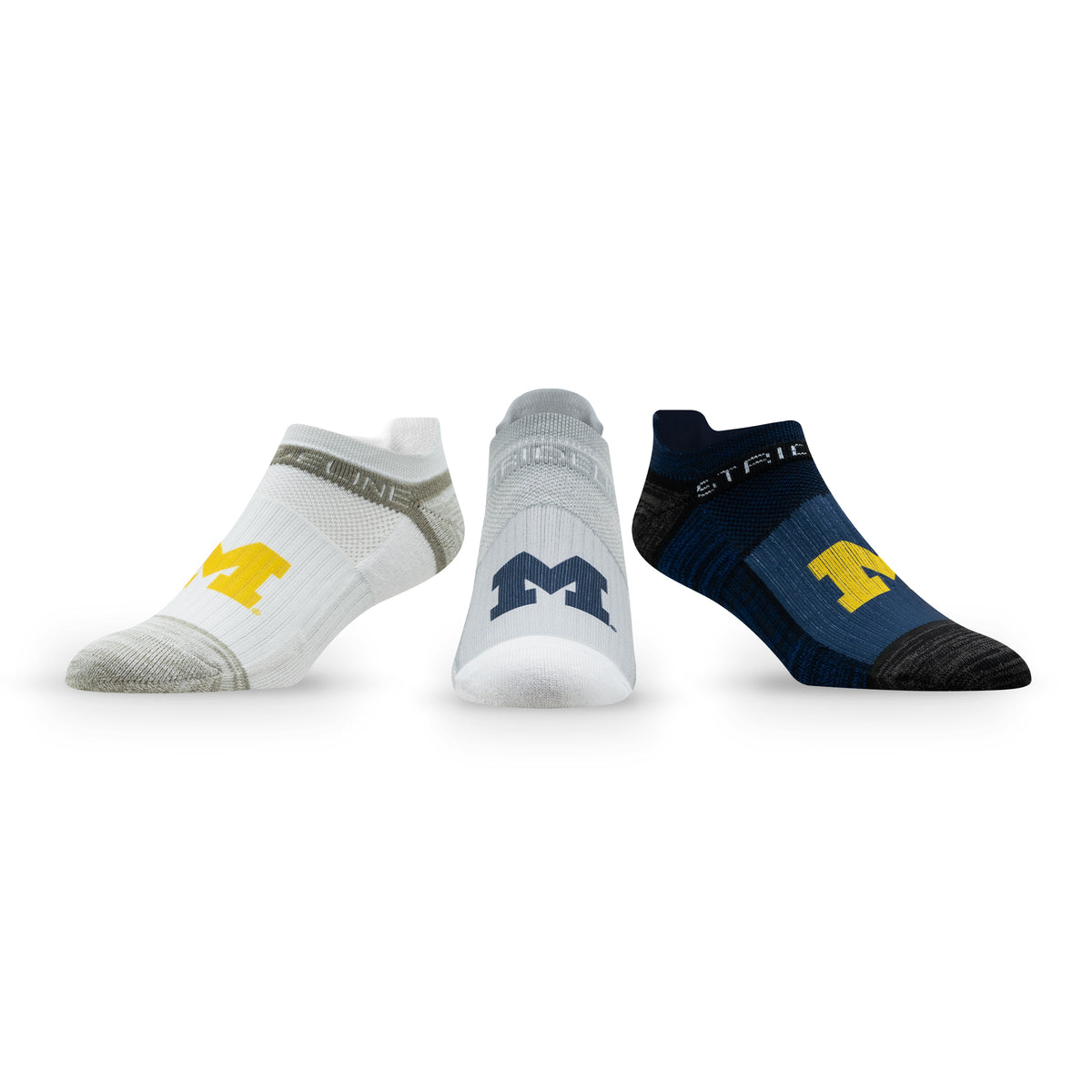 University of Michigan: alternate view of the NCAA Premium Low Socks 3-Pack