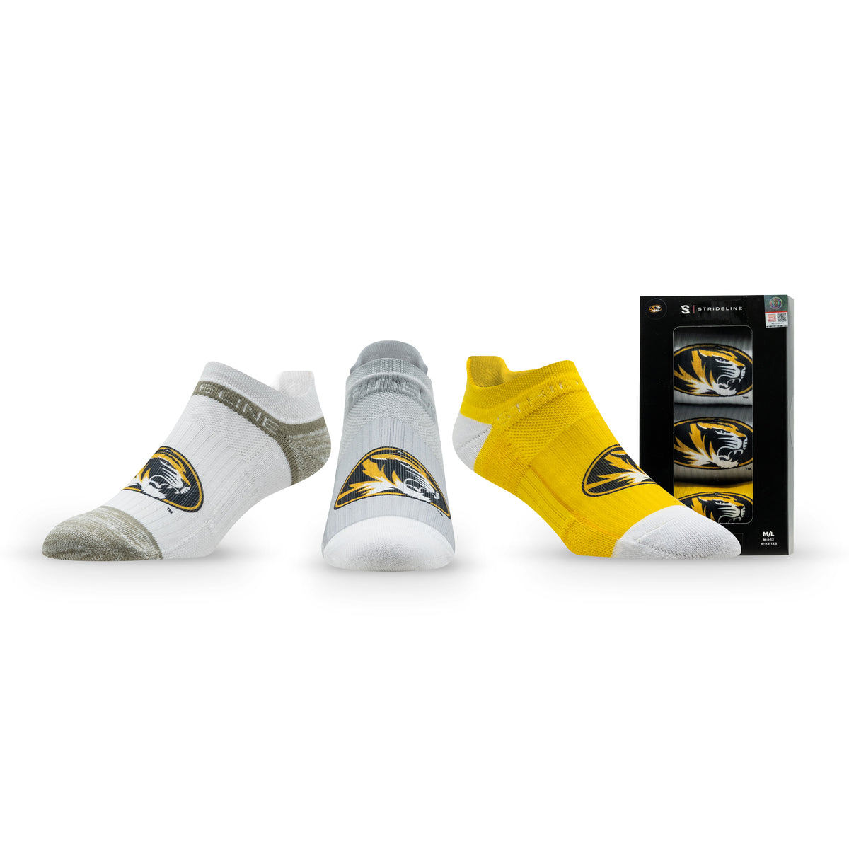 University of Missouri: alternate view of the NCAA Premium Low Socks 3-Pack