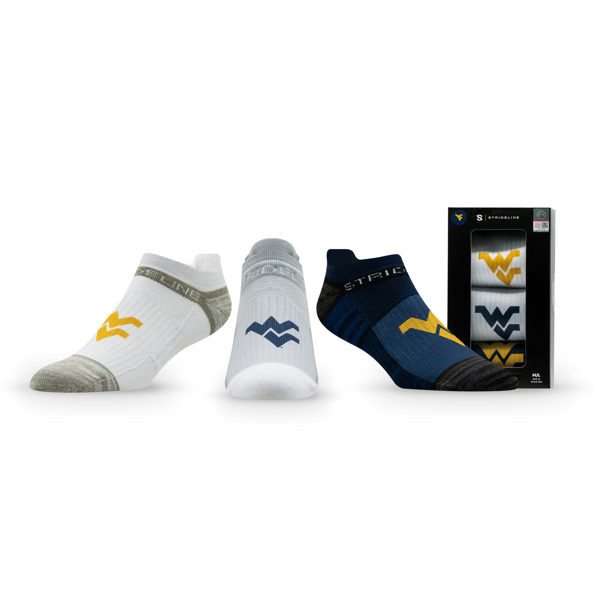 West Virginia University: alternate view of the NCAA Premium Low Socks 3-Pack