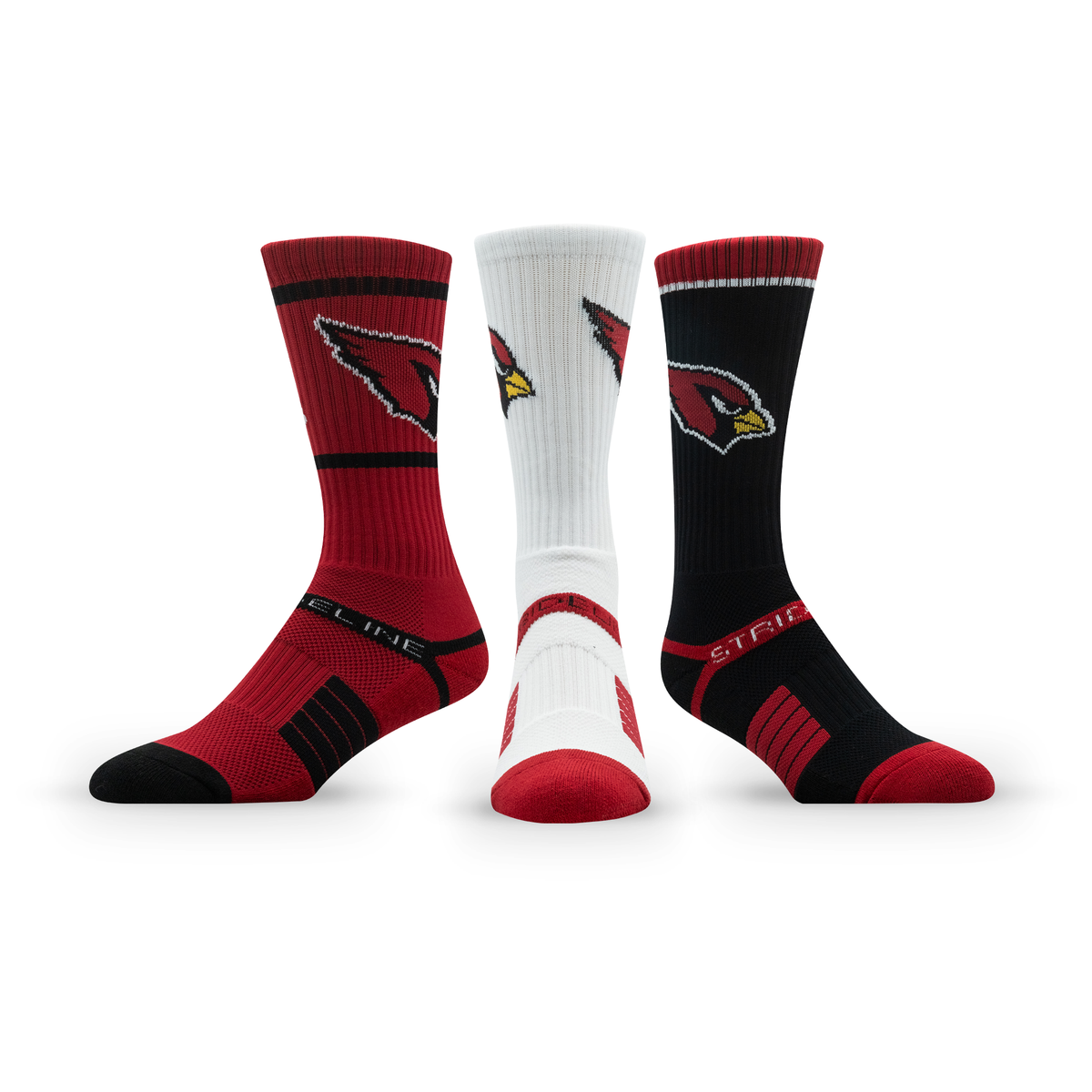 Arizona Cardinals: crew sock from the NFL Box Premium Crew Knit Socks 3-Pack
