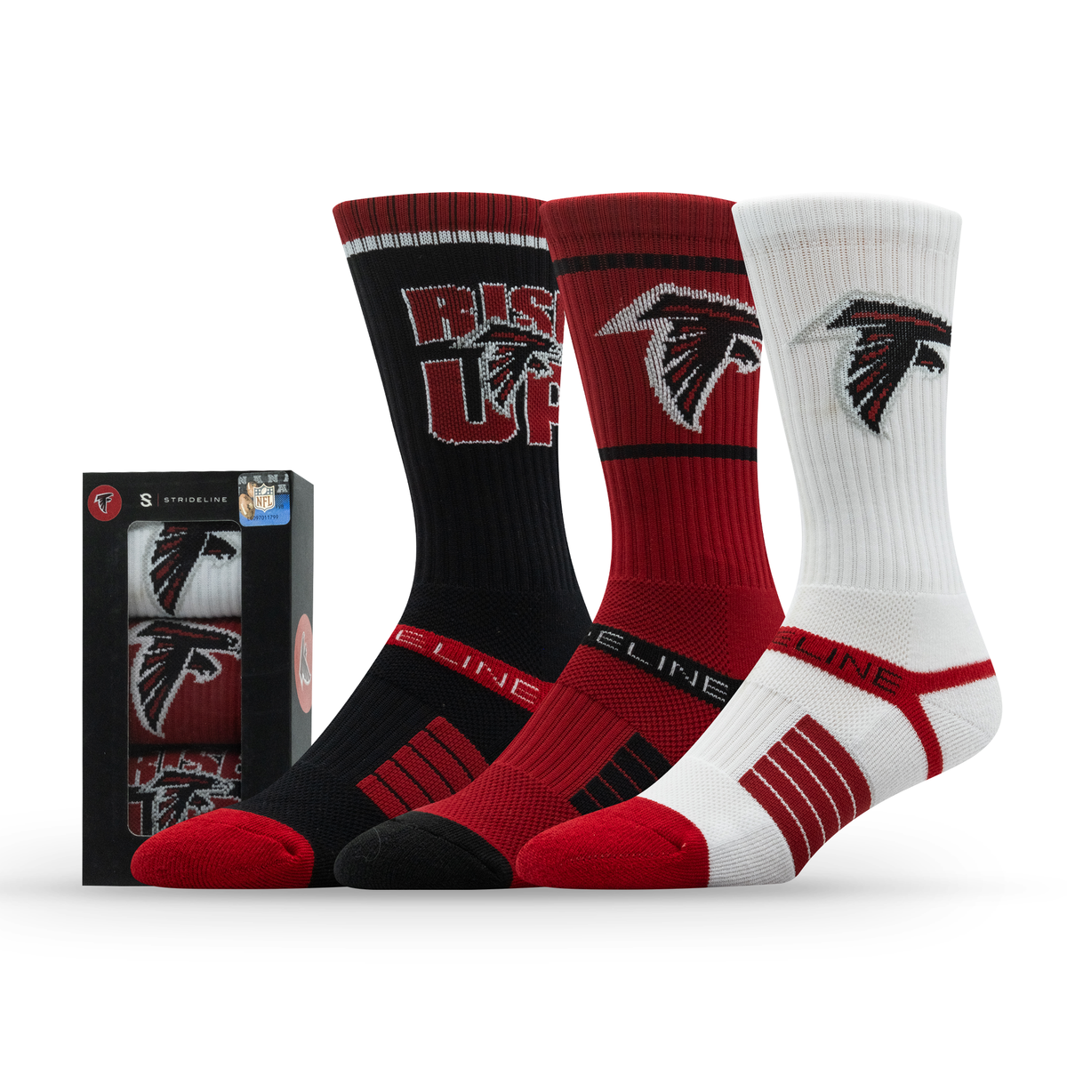 Atlanta Falcons NFL Box Premium Crew Knit Socks 3-Pack