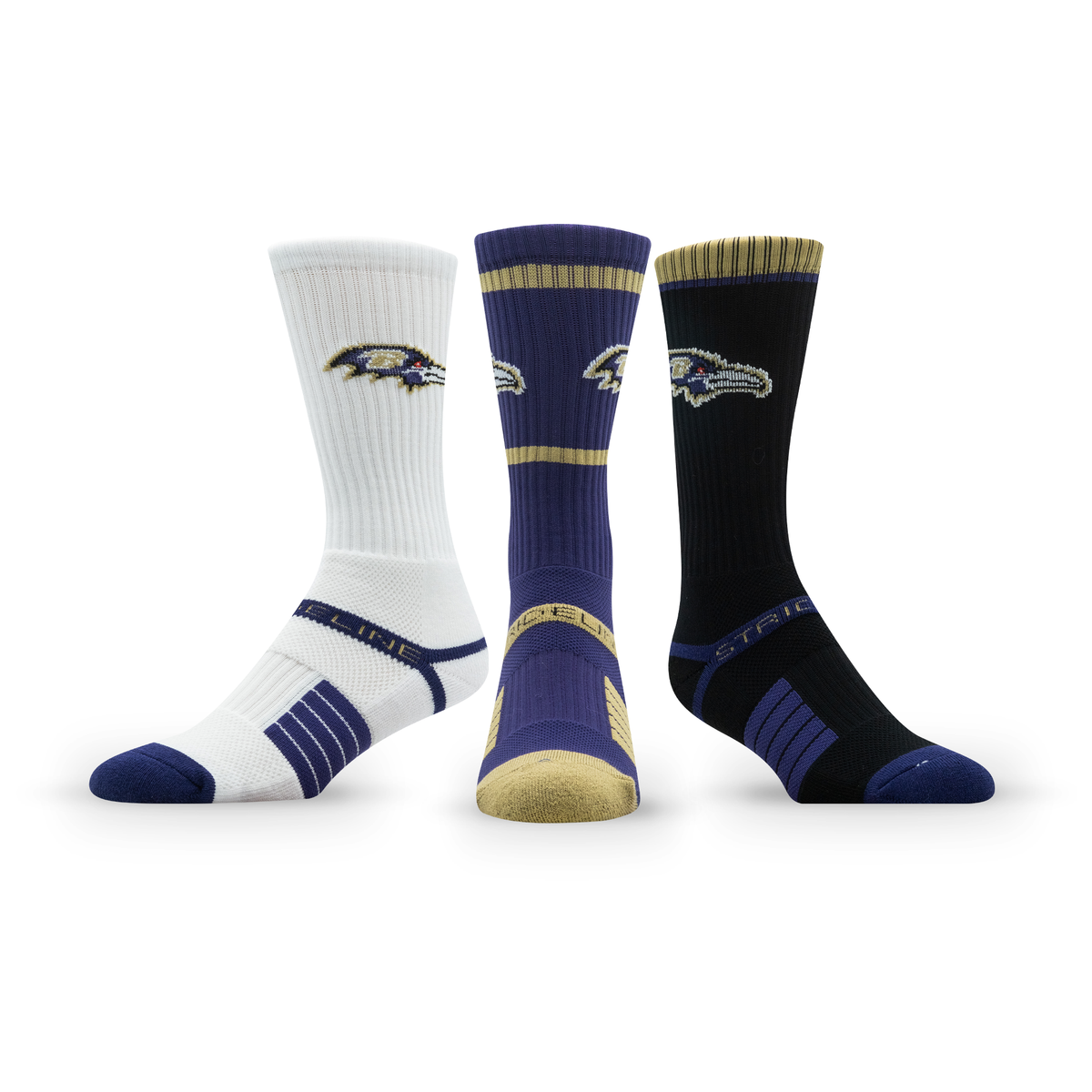 Baltimore Ravens: crew sock from the NFL Box Premium Crew Knit Socks 3-Pack