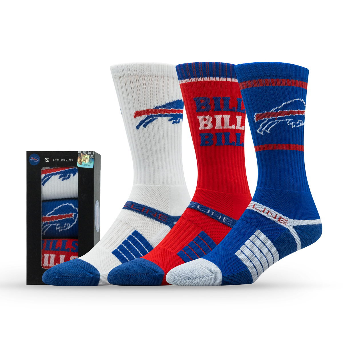 Buffalo Bills NFL Box Premium Crew Knit Socks 3-Pack