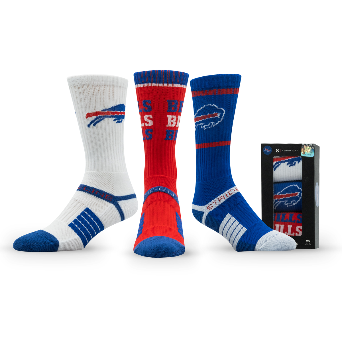 Buffalo Bills: alternate view of a crew sock from the NFL Box Premium Crew Knit Socks 3-Pack