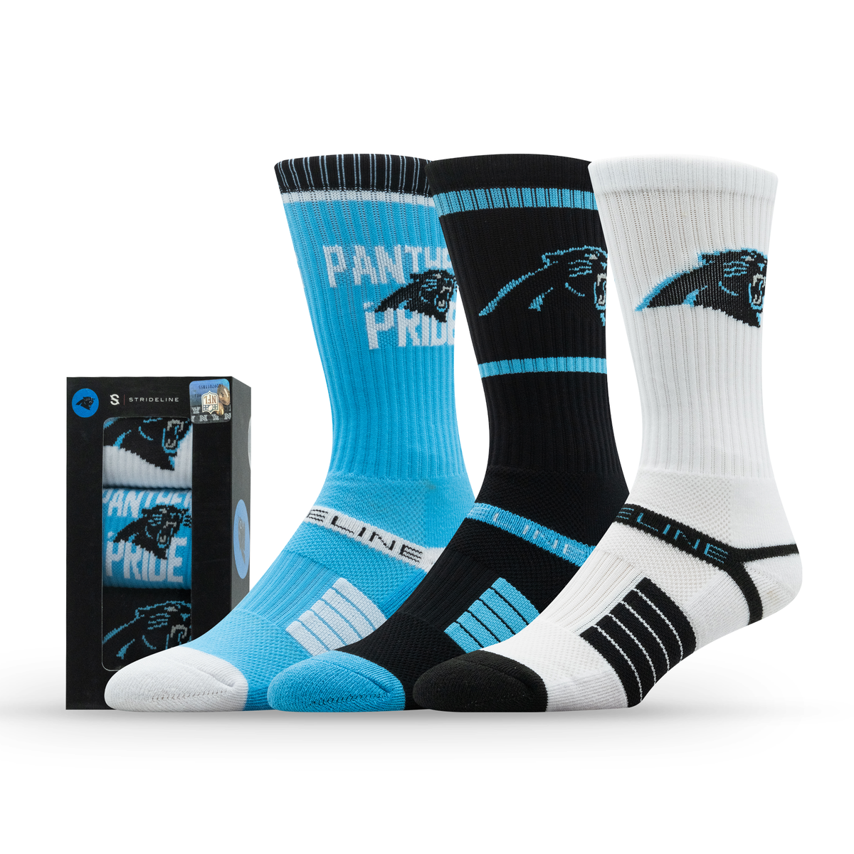 Carolina Panthers NFL Box Premium Crew Knit Socks 3-Pack