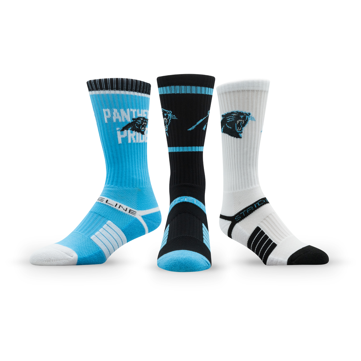 Carolina Panthers: crew sock from the NFL Box Premium Crew Knit Socks 3-Pack