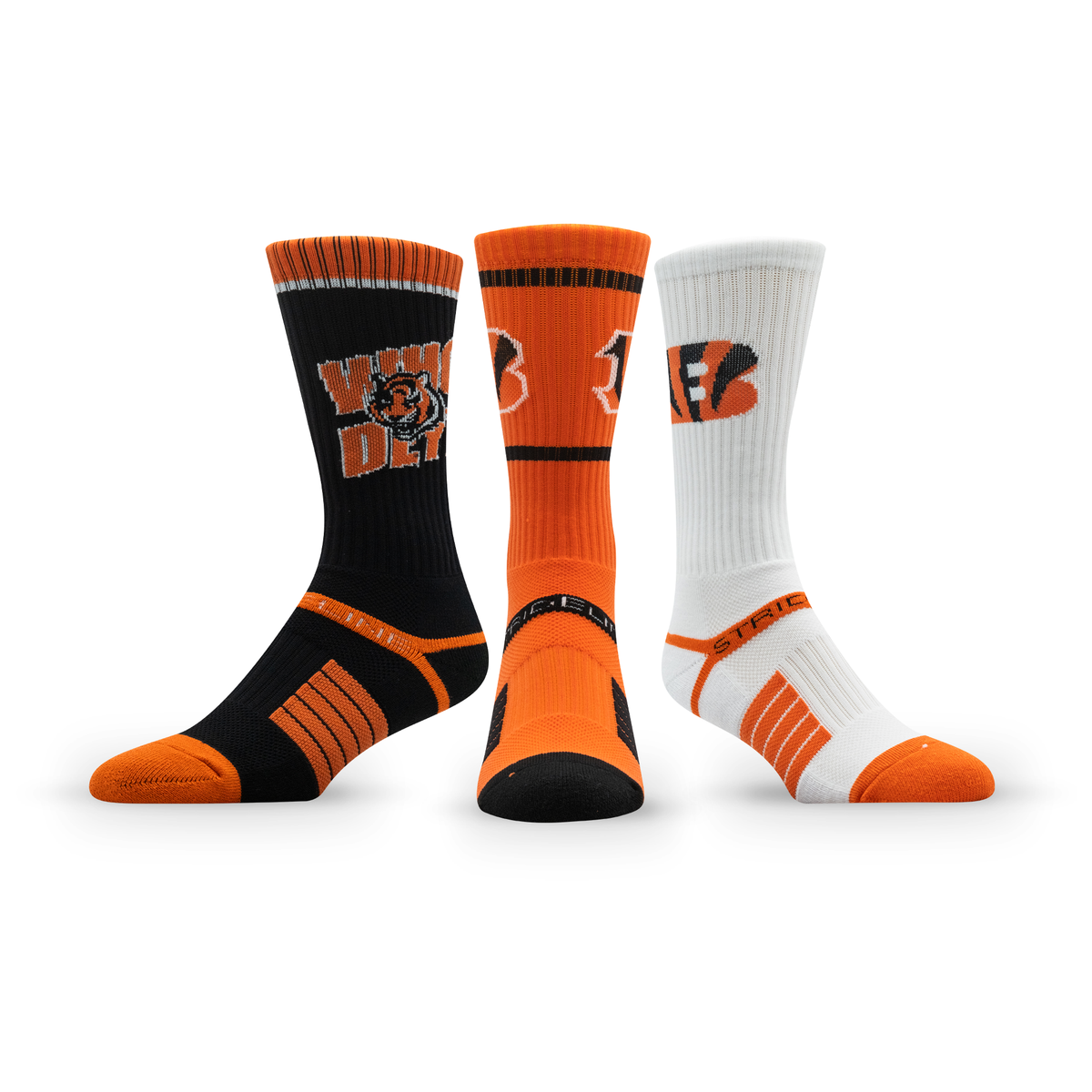 Cincinnati Bengals: crew sock from the NFL Box Premium Crew Knit Socks 3-Pack