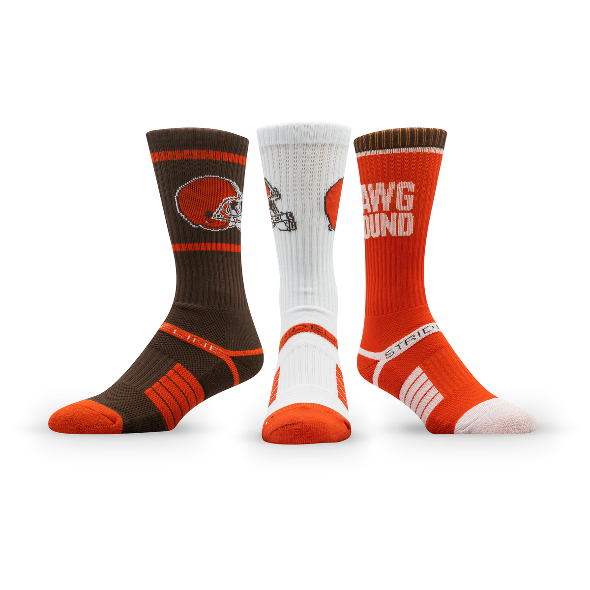Cleveland Browns: crew sock from the NFL Box Premium Crew Knit Socks 3-Pack
