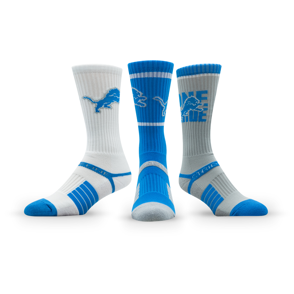 Detroit Lions: crew sock from the NFL Box Premium Crew Knit Socks 3-Pack