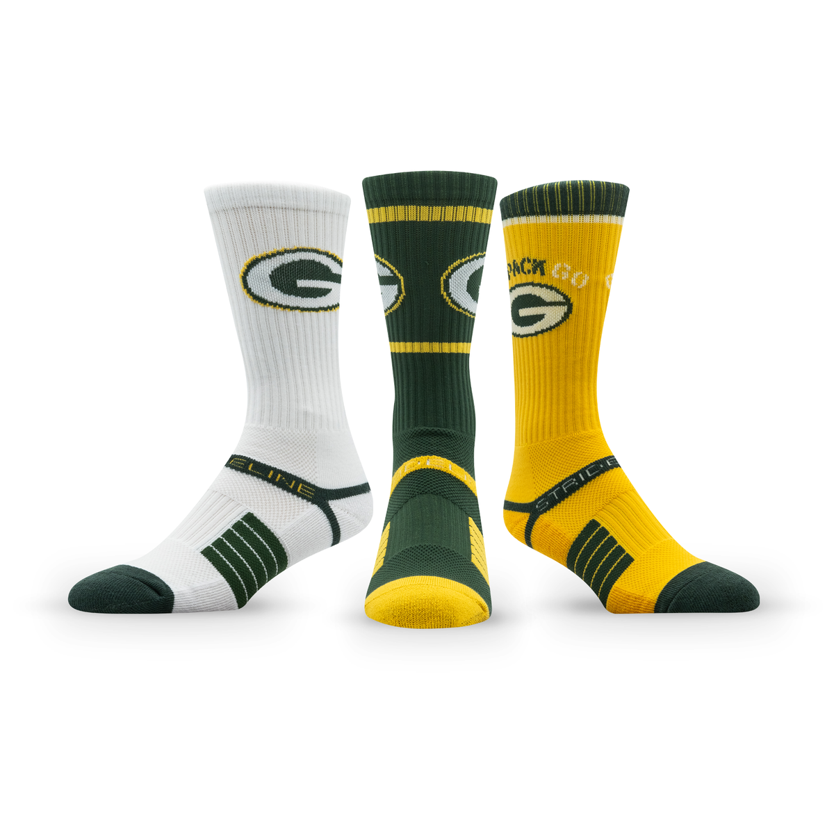 Green Bay Packers: crew sock from the NFL Box Premium Crew Knit Socks 3-Pack