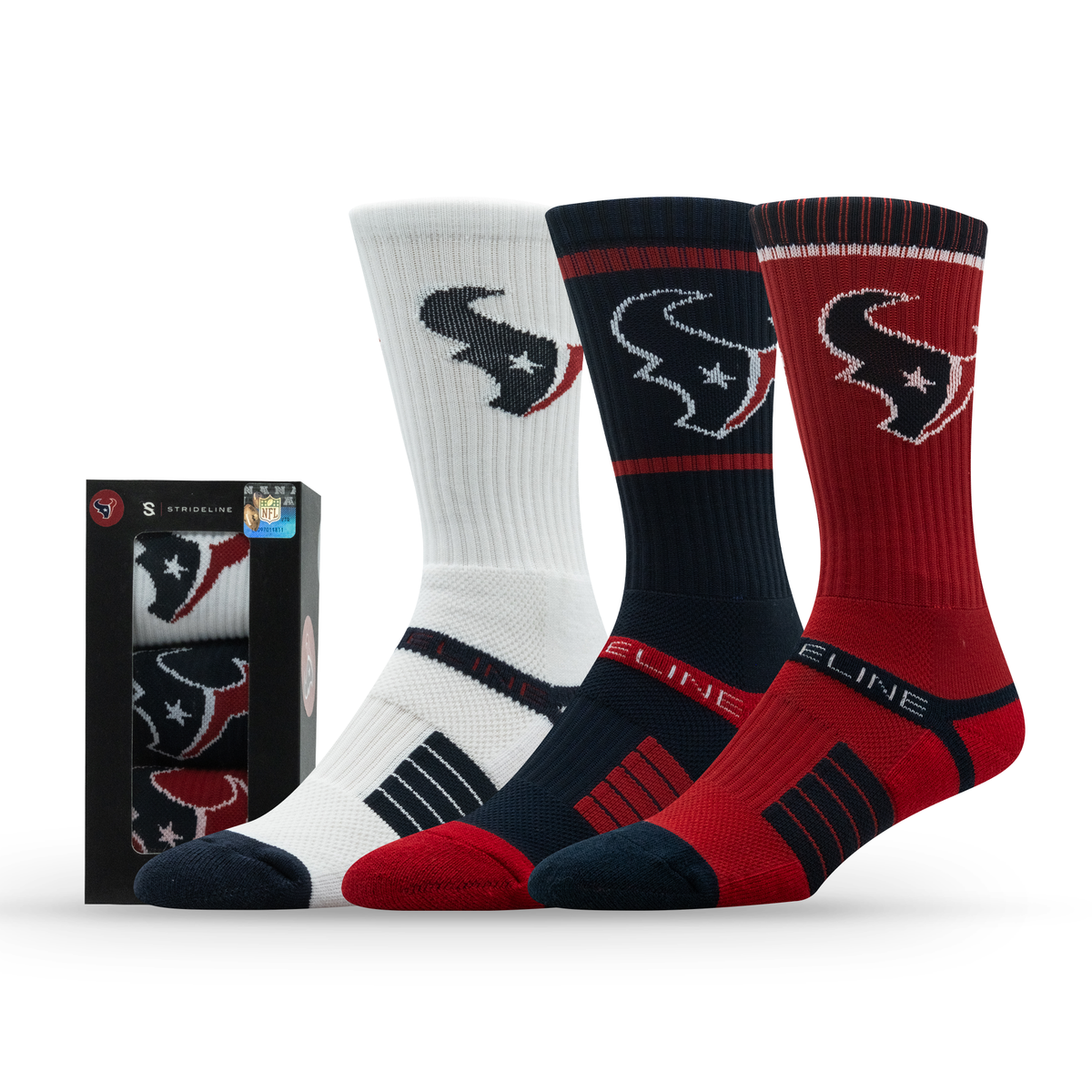 Houston Texans NFL Box Premium Crew Knit Socks 3-Pack