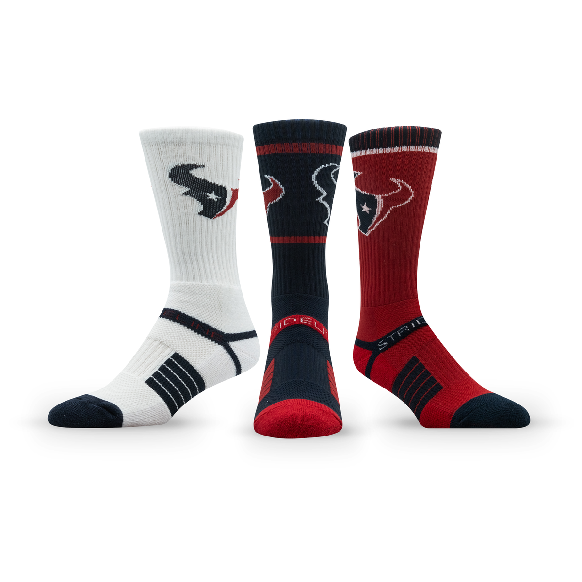 Houston Texans: crew sock from the NFL Box Premium Crew Knit Socks 3-Pack