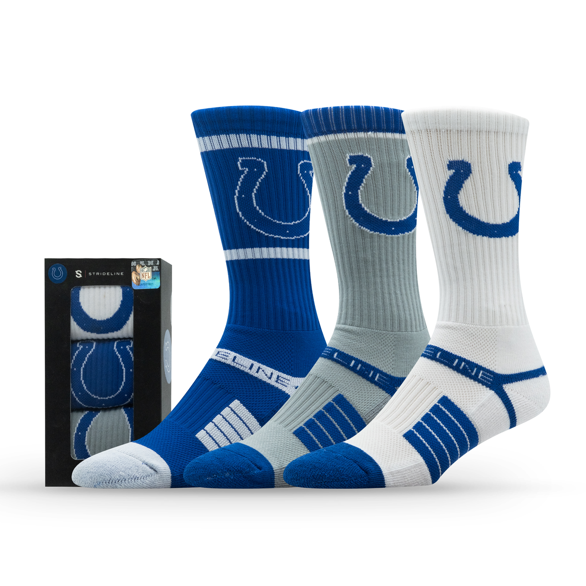 Indianapolis Colts NFL Box Premium Crew Knit Socks 3-Pack