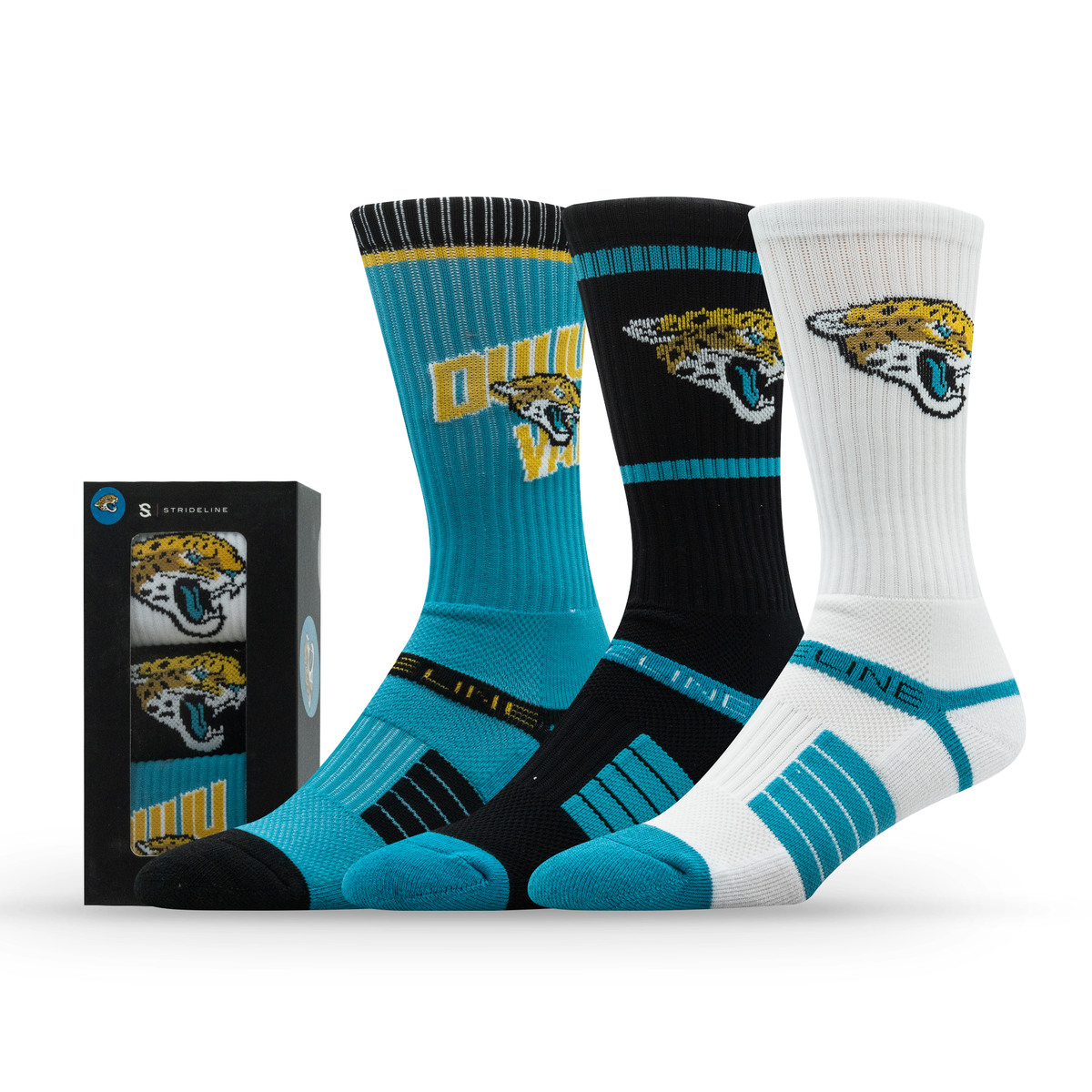 Jacksonville Jaguars NFL Box Premium Crew Knit Socks 3-Pack