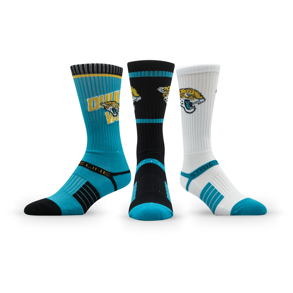 Jacksonville Jaguars: crew sock from the NFL Box Premium Crew Knit Socks 3-Pack