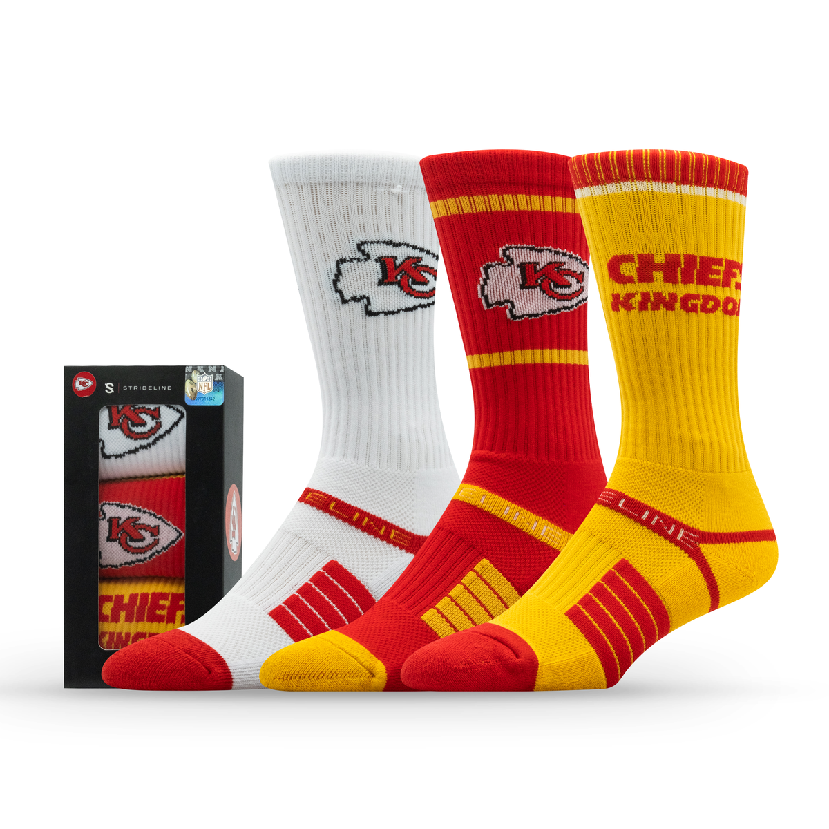 Kansas City Chiefs NFL Box Premium Crew Knit Socks 3-Pack