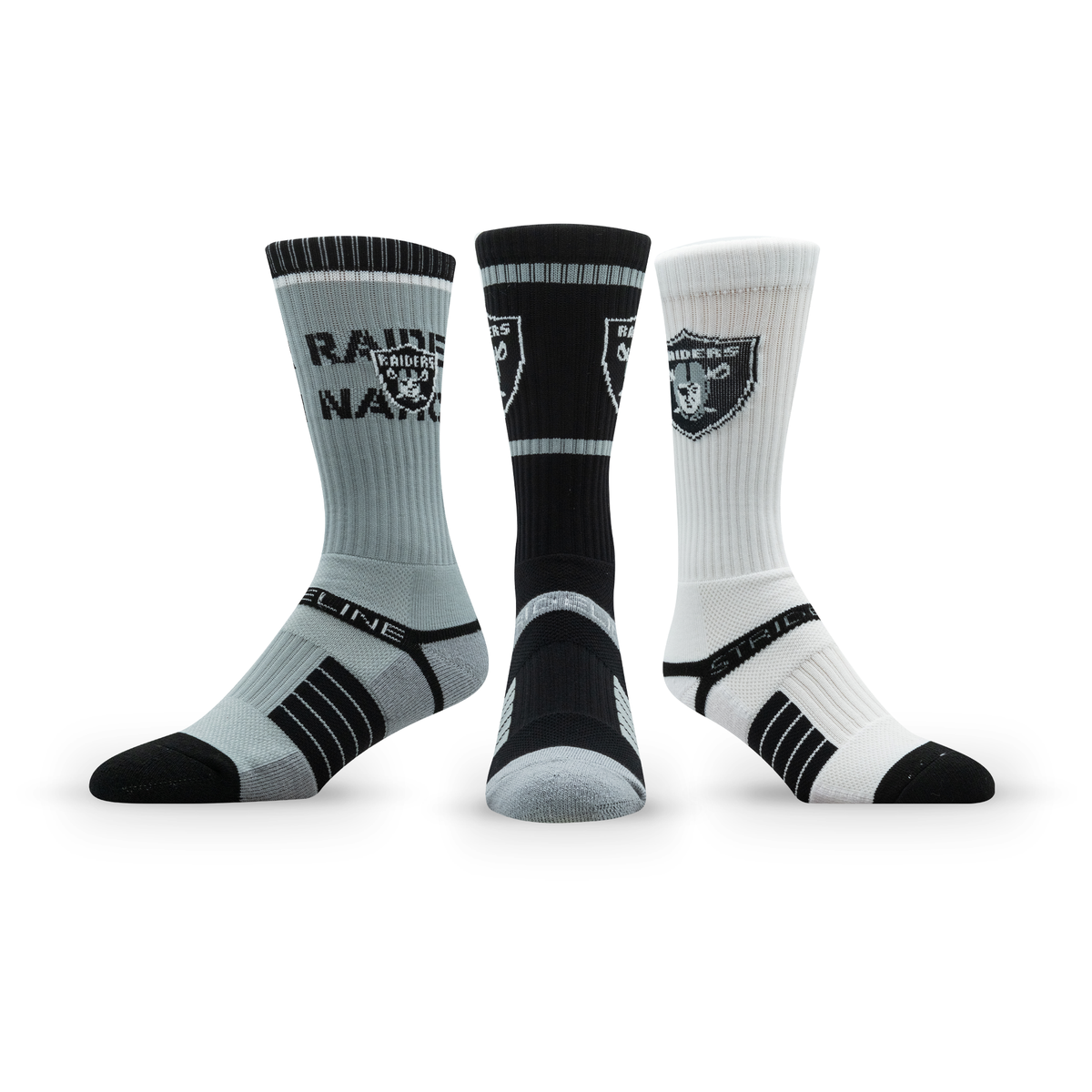 Las Vegas Raiders: crew sock from the NFL Box Premium Crew Knit Socks 3-Pack