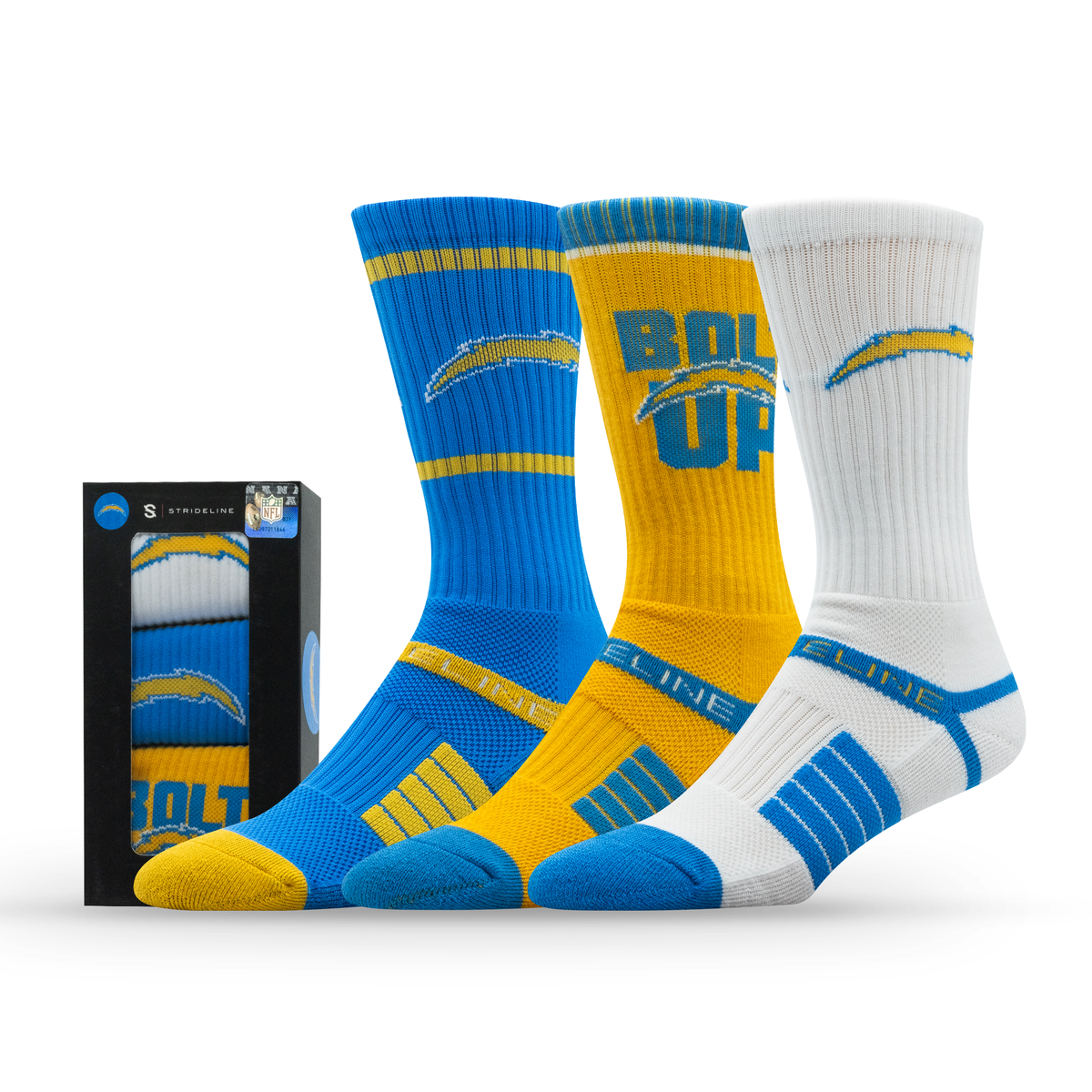 Los Angeles Chargers NFL Box Premium Crew Knit Socks 3-Pack
